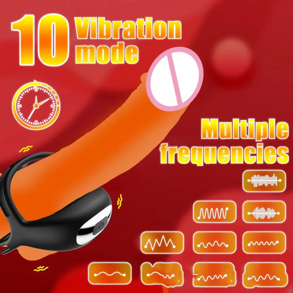 Cock Ring - massager  10-Frequency Vibration Men Toy