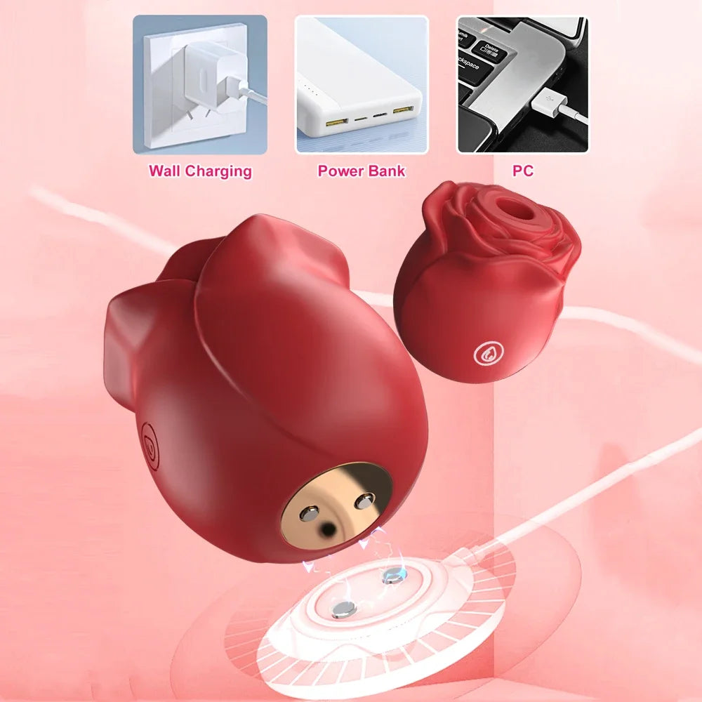 Rose Sucking Vibrator for Women - Clitoral Vacuum Stimulator