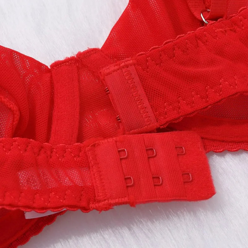 4 Piece Set Sexy Lingerie Set - Ruffled Skirt Garter Socks Sexy Underwear Suit