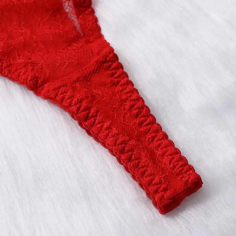 4 Piece Set Sexy Lingerie Set - Ruffled Skirt Garter Socks Sexy Underwear Suit