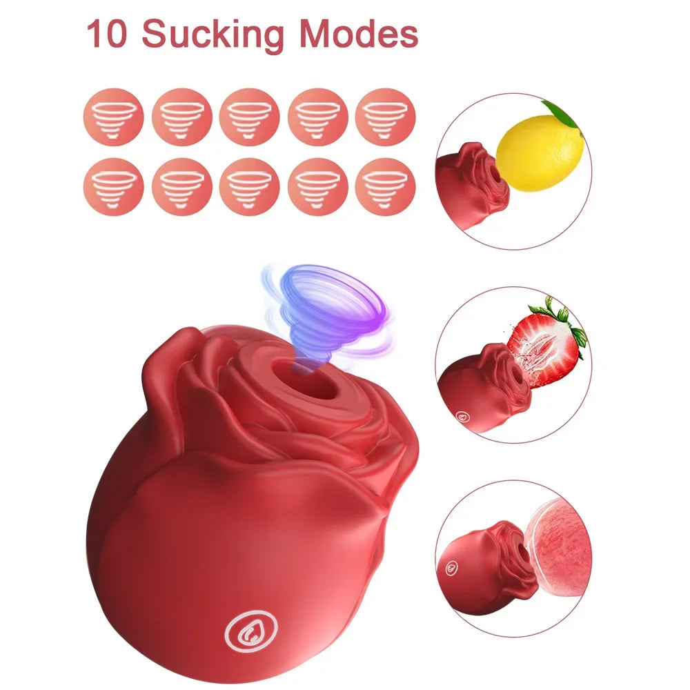 Rose Sucking Vibrator for Women - Clitoral Vacuum Stimulator